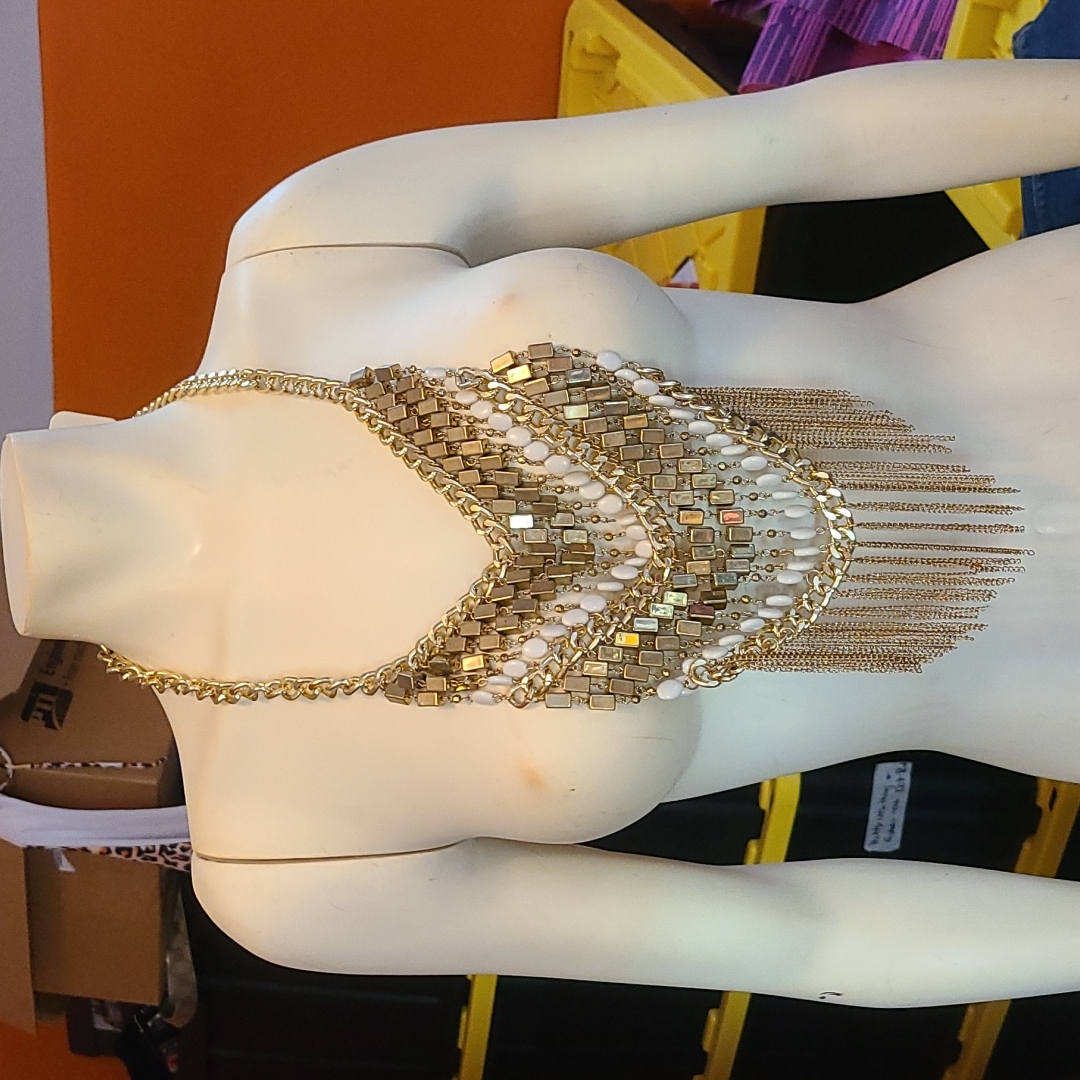 Nwt- Sophia & Kate Gold W/ White Beads Fashion Necklace